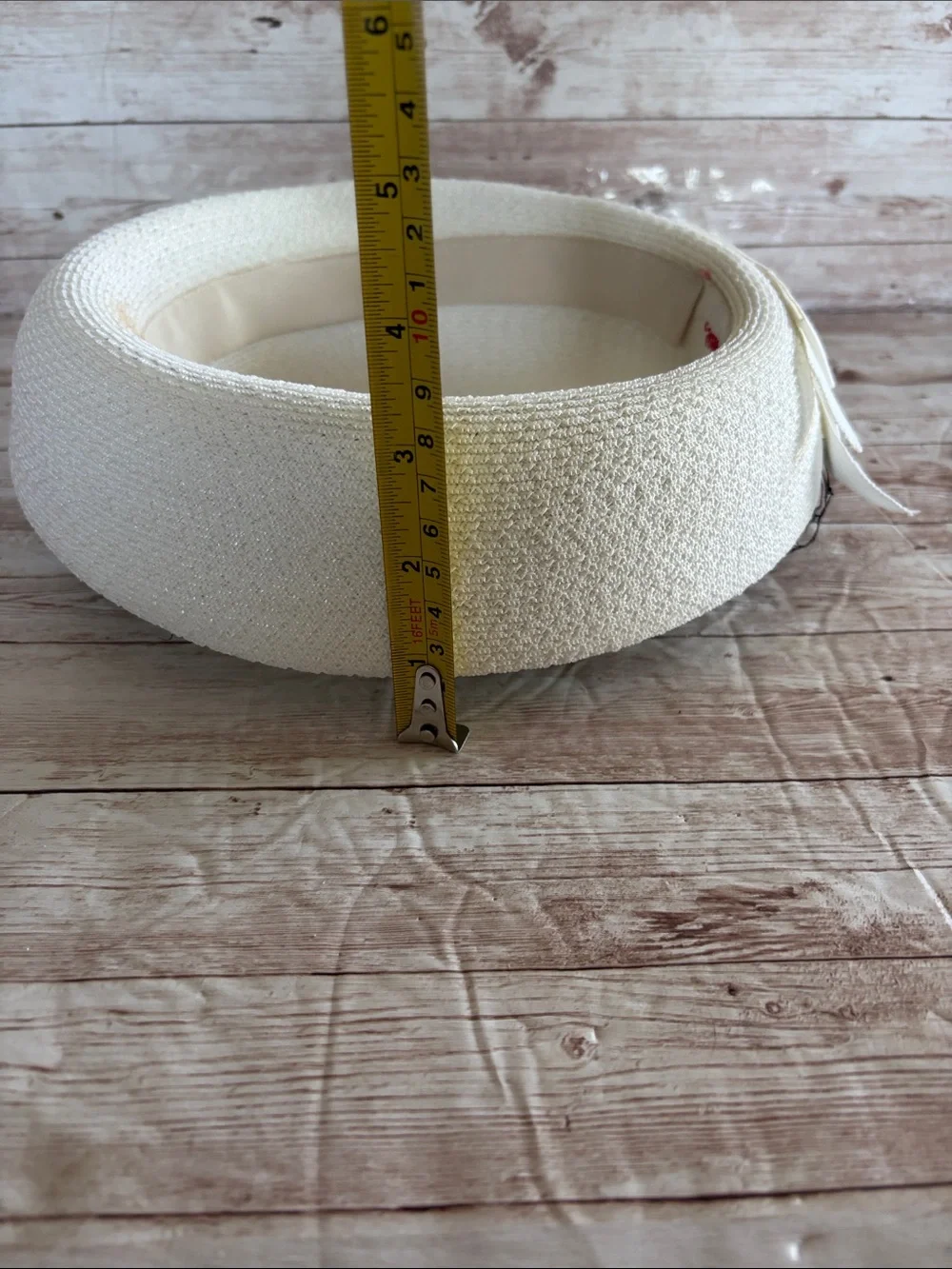 Vintage White Straw Pillbox Hat with Black Net Accent - Picture 7 of 7